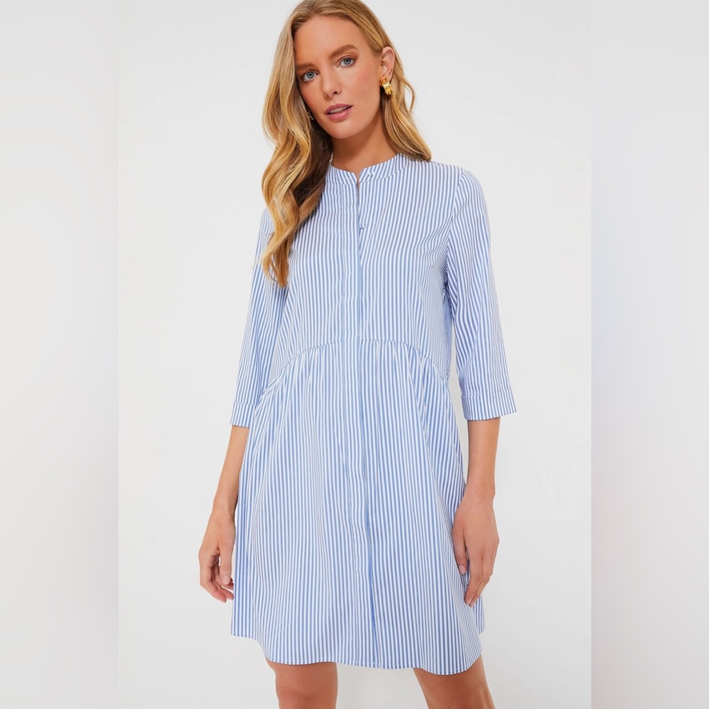 Tuckernuck Light Blue and White Striped Long Sleeve Dress